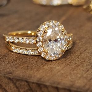 S925 sterling silver Double band engagement ring
